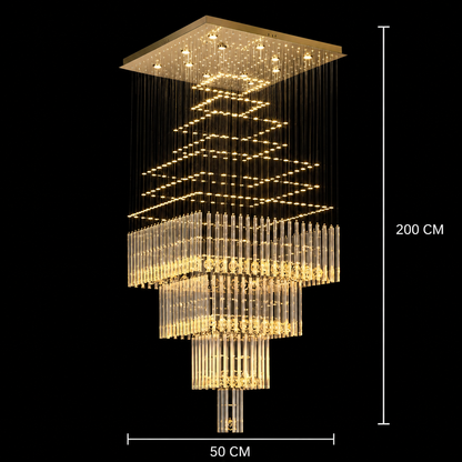 LED kristálycsillár 80W FLORENTIA Gold, átmérő 50cm, magasság 200cm, létramodell