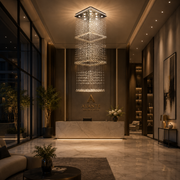 LED kristálycsillár 80W PALATINA Gold, átmérő 50cm, magasság 200cm, létramodell