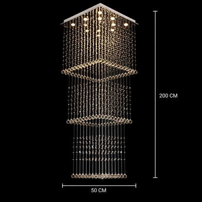 LED kristálycsillár 80W PALATINA Gold, átmérő 50cm, magasság 200cm, létramodell