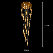 Függesztett kristály LED csillár, 39 W, Justinian, átmérő 60 cm, állítható magasság, arany, fém és kristály