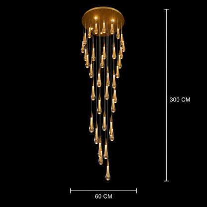 Függesztett kristály LED csillár, 39 W, Justinian, átmérő 60 cm, állítható magasság, arany, fém és kristály