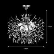 Candelabru Cristal PROWES Eleganza, 8xE14, D50 cm, Crom Lucios, Inaltime Reglabila, Metal si Cristal