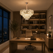 Candelabru Cristal VECTOR Magno 8xE14, Diametru 58cm, Auriu Lucios, Inaltime Reglabila, Metal si Cristal
