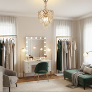 Candelabru Cristal VECTOR Petito 3xE14, Diametru 28cm, Auriu Lucios, Inaltime Reglabila, Metal si Cristal