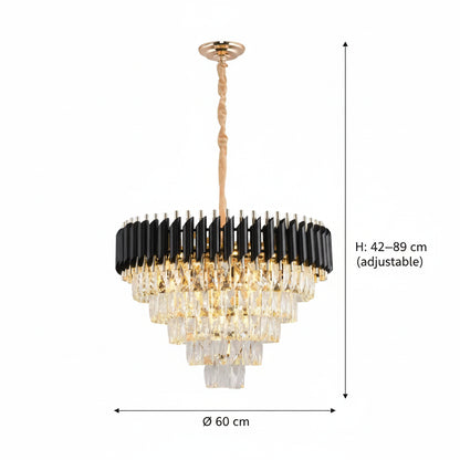 Kristály csillár VERSAILLES Magno 8xE14, átmérő 60 cm, fekete és arany, állítható magasságú kristálycsillárok alapértelmezett cím Alessandro Design