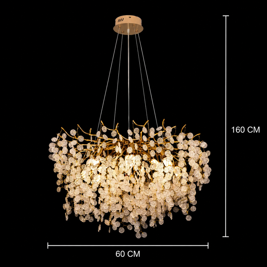 WALTZ szerenád kristálycsillár, 6xG9, arany, 60 cm, állítható magasságú