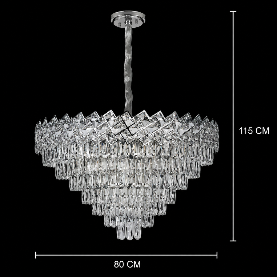 WINDSOR Supremo kristálycsillár 10xE14, átmérő 80 cm, fényes króm, állítható magasság