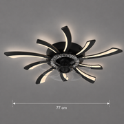 Lustra LED Ventilator VIRTULA cu Telecomanda, 29W, D77cm, Lumina Rece/Neutra/Calda, Metal si Plastic, Negru