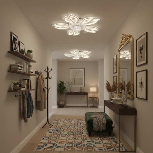 Lustra LED Ventilator ANEMO cu Telecomanda, 30W, D61cm, Lumina Rece/Neutra/Calda, Metal si Plastic, Alb
