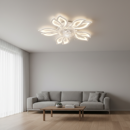 Lustra LED Ventilator ANEMO cu Telecomanda, 30W, D61cm, Lumina Rece/Neutra/Calda, Metal si Plastic, Alb