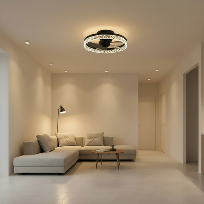 Lustra LED VEYA cu Telecomanda, 38W, D50cm, Lumina Rece/Neutra/Calda, Metal si Plastic, Negru