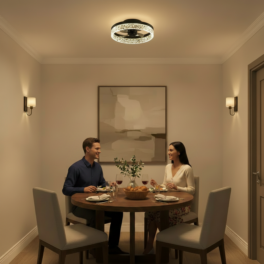 Lustra LED VEYA cu Telecomanda, 38W, D50cm, Lumina Rece/Neutra/Calda, Metal si Plastic, Negru