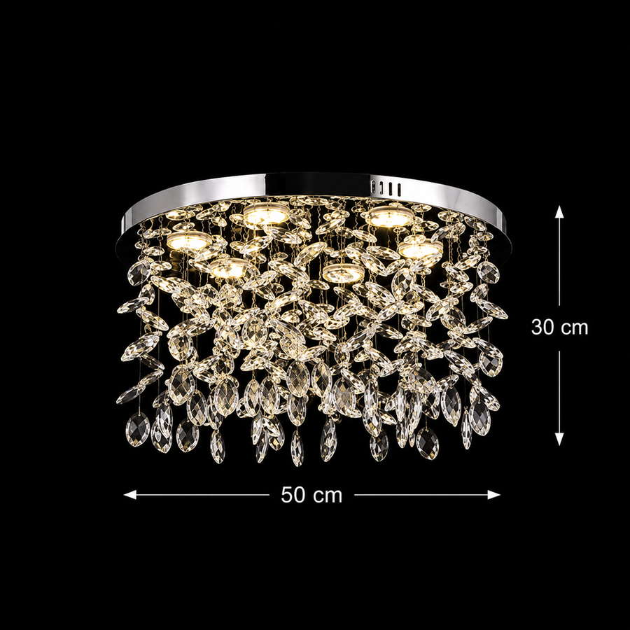 Crystal LED csillár LLC210/550CH kerek, 30W, hideg/meleg/semleges fény, kristály, fényes króm