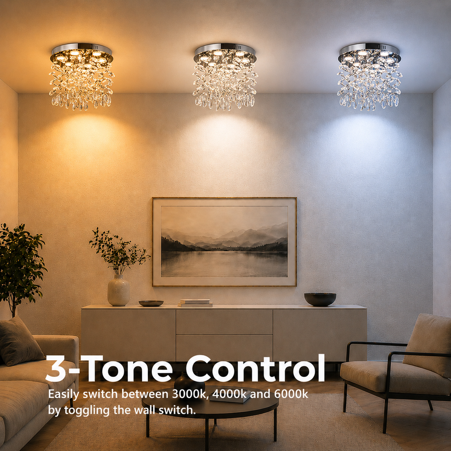 Crystal LED csillár LLC210/550CH kerek, 30W, hideg/meleg/semleges fény, kristály, fényes króm