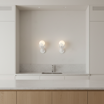 Aplica LED Decorativa MANO, 15x30cm, 1xE27, Sticla si Resina, Alb