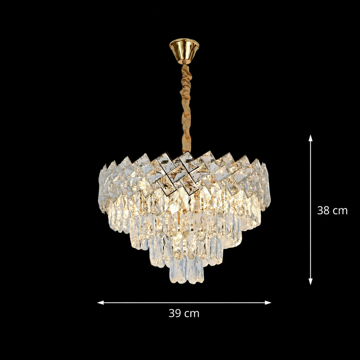 Crystal csillár WINDSOR Nobile 5xE14, átmérő 39 cm, fényes arany, állítható magasságú kristálycsillárok alapértelmezett cím Alessandro Design