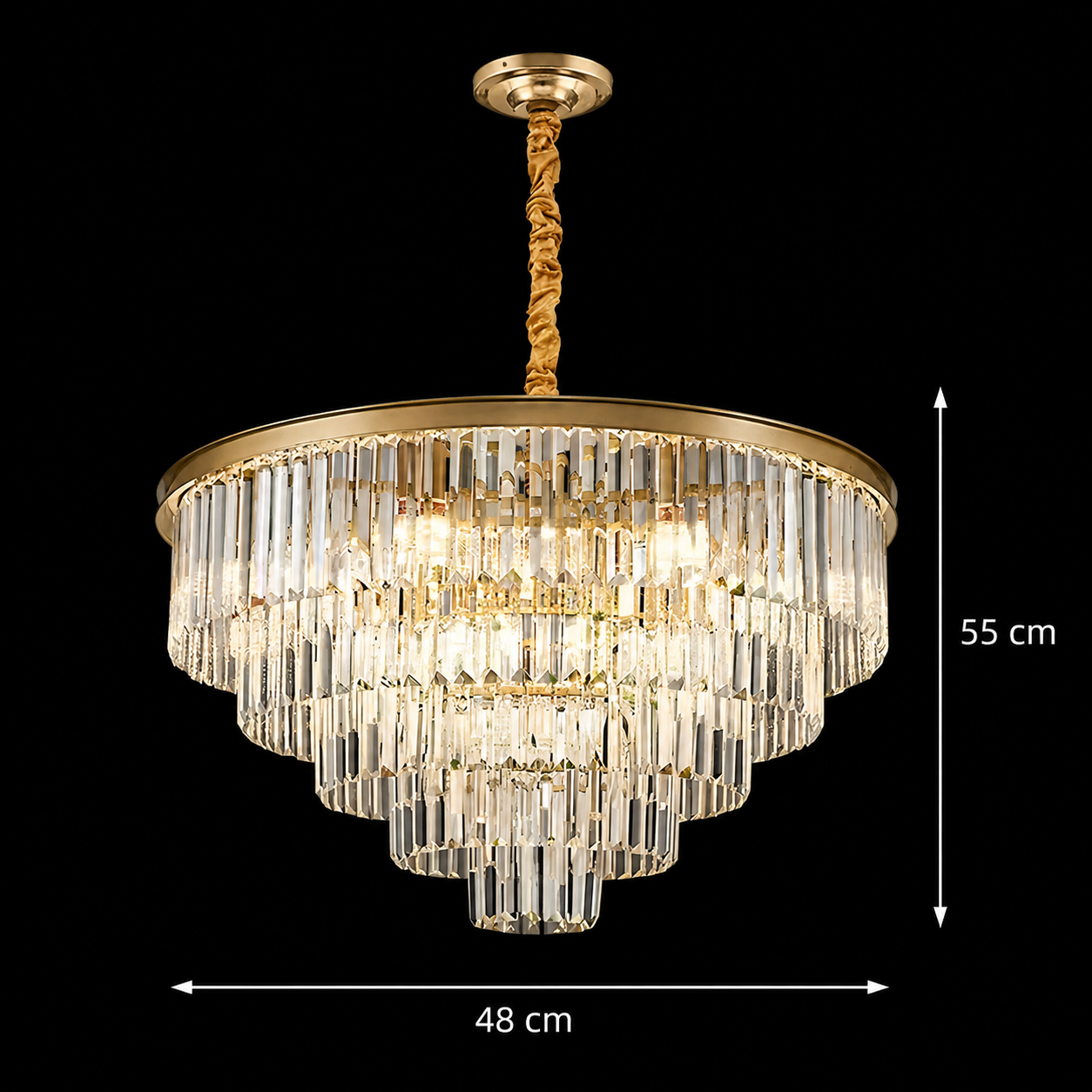 Kristály csillár CHAMBORD Eleganza 8xE14, átmérő 48 cm, matt arany Kristálycsillárok Alapértelmezett cím Alessandro Design