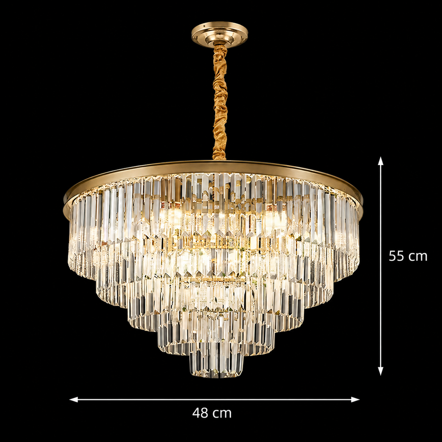 Kristály csillár CHAMBORD Eleganza 8xE14, átmérő 48 cm, matt arany Kristálycsillárok Alapértelmezett cím Alessandro Design