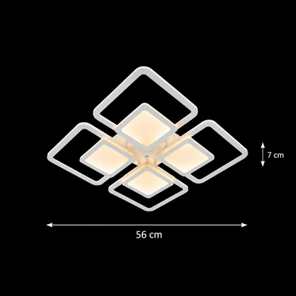 LED-es csillár távirányítóval SUSAN 96W, 4 négyzet, hideg/meleg/semleges fény, szabályozható, fehér LED-es csillár távirányítóval Alapértelmezett cím Alessandro Design