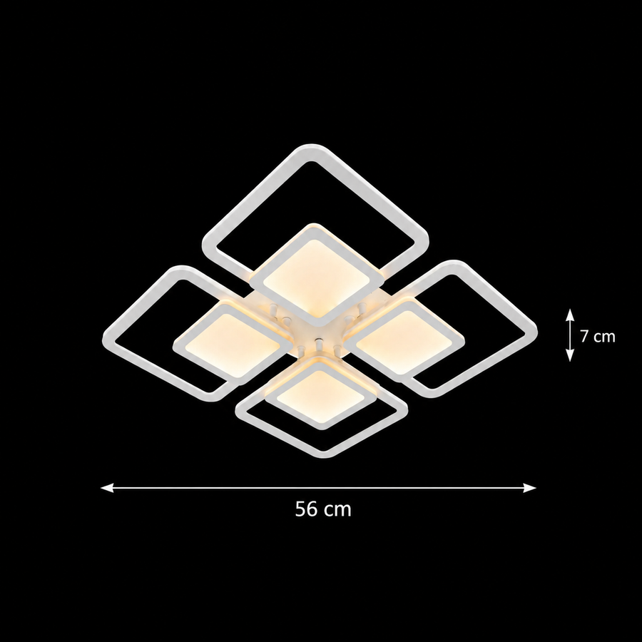 LED-es csillár távirányítóval SUSAN 96W, 4 négyzet, hideg/meleg/semleges fény, szabályozható, fehér LED-es csillár távirányítóval Alapértelmezett cím Alessandro Design