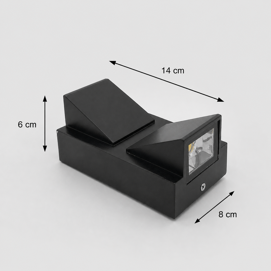 Aplica LED de Exterior si Interior, 6W, 2 Surse x 5W, IP65, ABS, Negru, 3000K, AX100/2BK Aplice de Exterior Default Title Alessandro Design