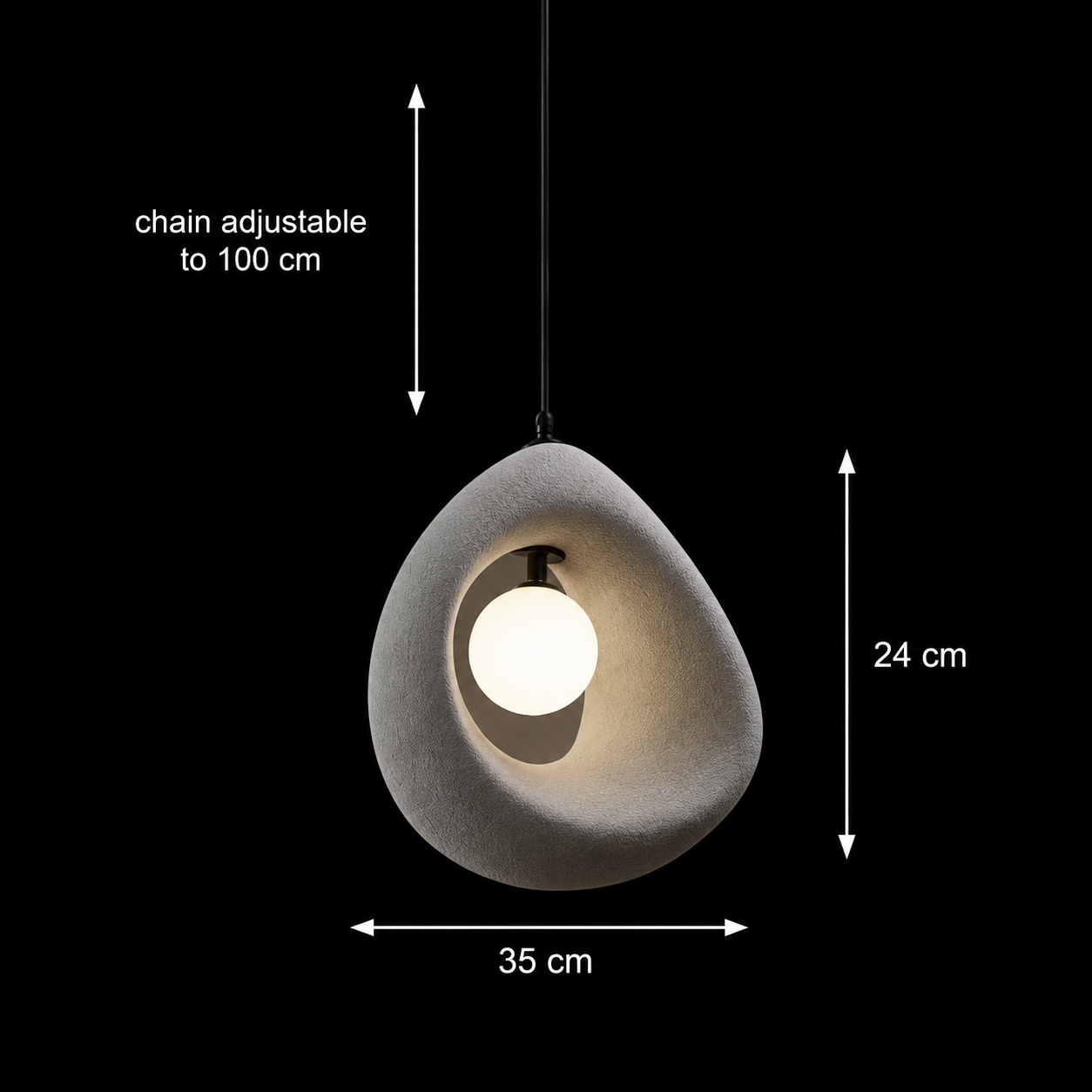 Lustra Moderna FOAMER, 35 cm, Suspendata, 1 X E27, Gri, Metal si Spuma, Inaltime Reglabila Lustre Moderne Default Title Alessandro Design