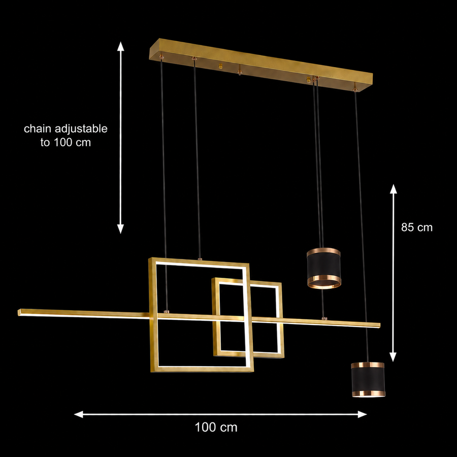 Függesztett LED-csillár távirányítóval DENISSE 81W, Hideg/Meleg/Semleges fény, Szabályozható, Arany, Állítható magasságú, 2233/4GD LED-es csillárok távirányítóval Alapértelmezett cím Alessandro Design
