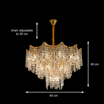Candelabru Cristal VETRA Magno 10xE14, D60 cm, Auriu, Inaltime Reglabila, Metal si Cristal