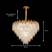 Candelabru Cristal MURANO Magno 12xE14, D60 cm, Auriu, Inaltime Reglabila, Metal si Cristal