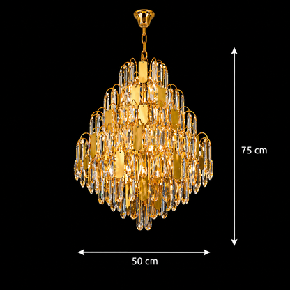 Candelabru Cristal TIER Eleganza 10xE14, D50 cm, Auriu, Inaltime Reglabila, Metal si Cristal Candelabre Cristal Default Title Alessandro Design