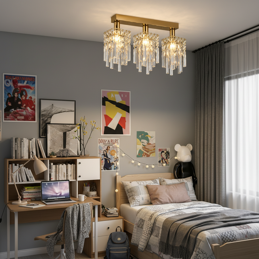 Candelabru Cristal Imperia, 3xE14, 35x6x9, Auriu, Cristal, Metal Candelabre Cristal Default Title Alessandro Design