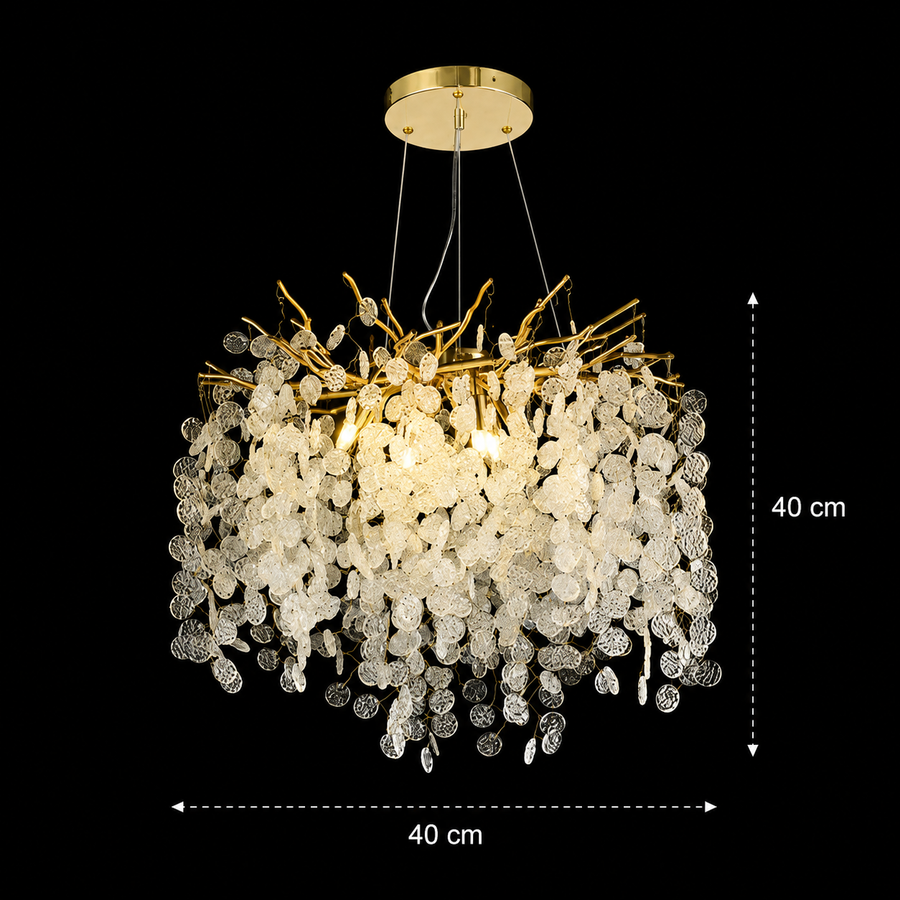 Kristálycsillár WALTZ szerenád, 6xG9, arany, 40 cm, állítható magasságú kristálycsillárok, alapértelmezett cím Alessandro Design
