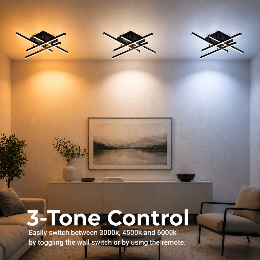 LED csillár távirányítóval LINEX, 52 W, 4 elem, lineáris, hideg/meleg/semleges fény, szabályozható, fekete LED csillárok távirányítóval Alapértelmezett cím Alessandro Design