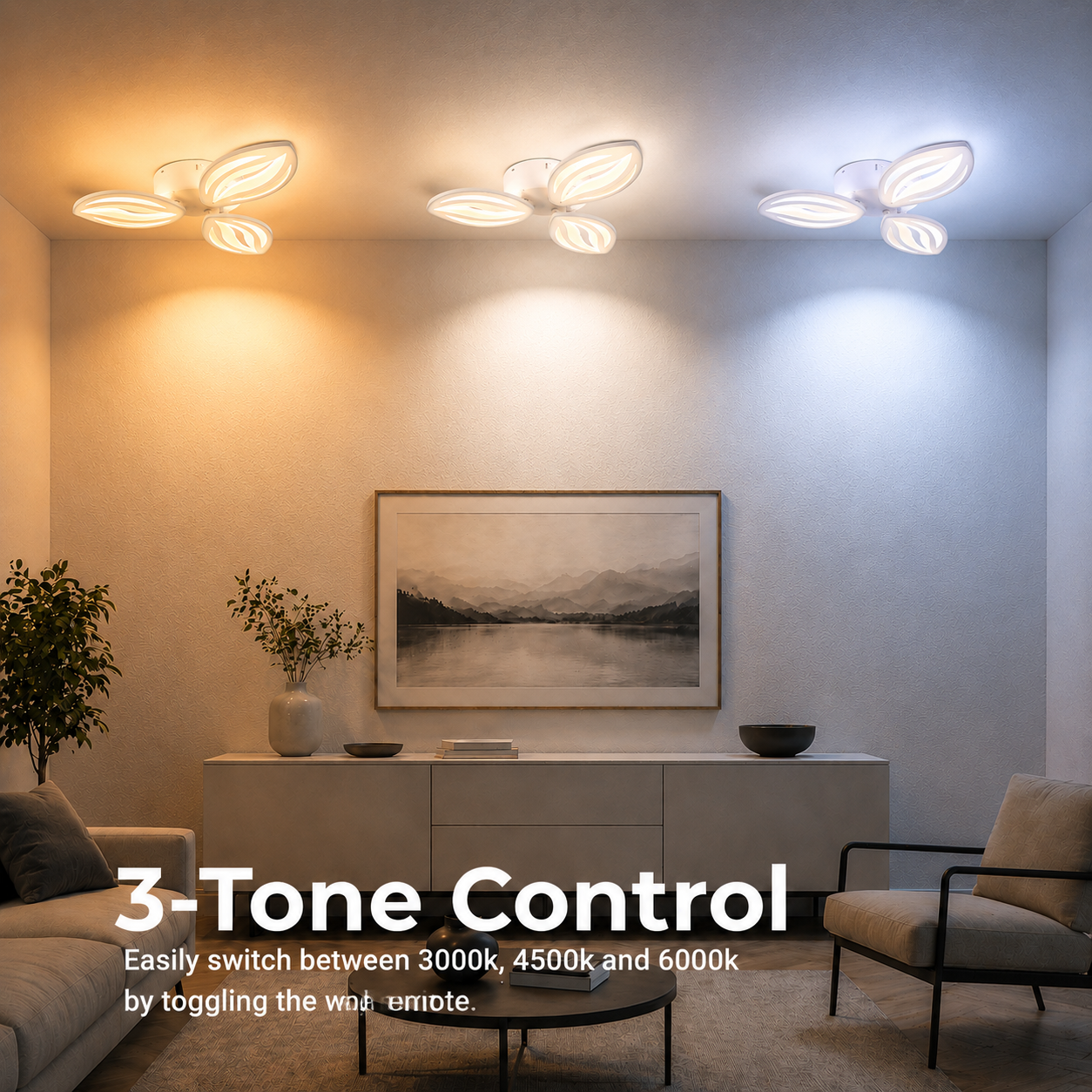 LED-es csillár távirányítóval ORCHID 40W, 3 szirom, hideg/meleg/semleges fény, szabályozható, fehér LED-es csillár távirányítóval Alapértelmezett cím Alessandro Design