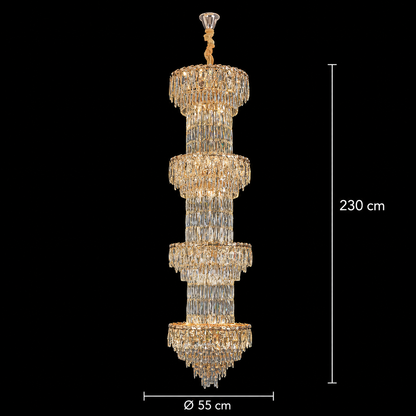 Candelabru Cristal IMPERIUM 45xE14, D55 cm, Auriu, Inaltime Reglabila, Metal si Cristal Candelabre Cristal Default Title Alessandro Design