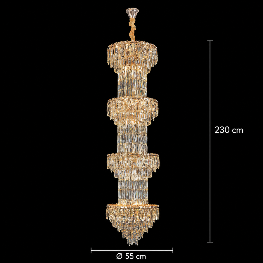 Candelabru Cristal IMPERIUM 45xE14, D55 cm, Auriu, Inaltime Reglabila, Metal si Cristal Candelabre Cristal Default Title Alessandro Design