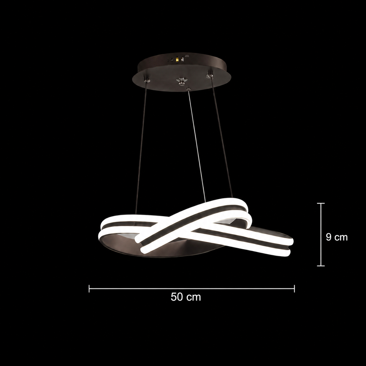 Függesztett LED-csillár távirányítóval INFINITY LOOP 61W, hideg/meleg/semleges fény, szabályozható, fekete, állítható magasságú LED-csillárok távirányítóval Alapértelmezett cím Alessandro Design