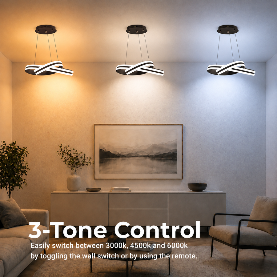 Függesztett LED-csillár távirányítóval INFINITY LOOP 61W, hideg/meleg/semleges fény, szabályozható, fekete, állítható magasságú LED-csillárok távirányítóval Alapértelmezett cím Alessandro Design