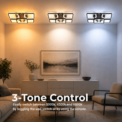 LED-es csillár távirányítóval ZOE 65W, 5 négyzet, hideg/meleg/semleges fény, szabályozható, fekete LED-es csillárok távirányítóval Alapértelmezett cím Alessandro Design