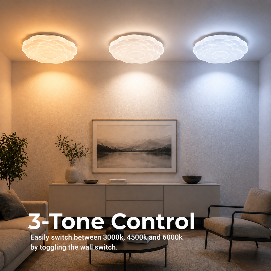 Plafonieră LED Floare 35 cm, 32W, 3000K / 4000K / 6000K, Alb, Metal si Acril Plafoniere LED Default Title Alessandro Design
