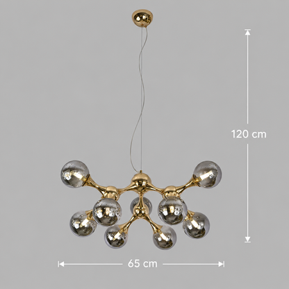 Lustra Suspendata ELEKTRA Altiera, Ø65cm, 9xG9, Auriu, Metal si Sticla
