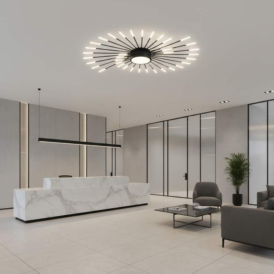Lustra LED KALESA Grande Supremo, Ø130cm,  Lumina Neutra 4000K, 42W, Alb, Metal si Acril