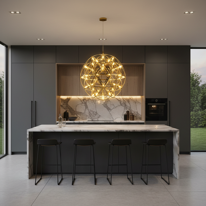 LED Crystal Chandelier Kilkenny Culmino, 144W, semleges fény, 60 cm átmérőjű, arany