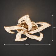 Lustra LED HALESA Magno cu telecomanda si cristal, 66W, 5 Surse, Lumina Rece/Calda/Neutra, Dimabila, Auriu