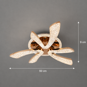Lustra LED CHARM Eleganza cu telecomanda si cristal, 44W, Ø50cm, 3 Surse, Lumina Rece/Calda/Neutra, Dimabila, Auriu