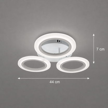 NAGY LED csillár 27W, 3 kör, semleges fény, fehér