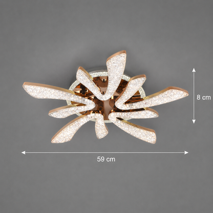 Lustra LED CHARM Magno cu telecomanda si cristal, 68W, Ø59cm, 5 Surse, Lumina Rece/Calda/Neutra, Dimabila, Auriu