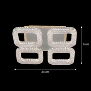 Lustra LED RENATO Nobile cu telecomanda si cristal,  54W, 4 Patrate, Lumina Rece/Calda/Neutra, Dimabila, Alb