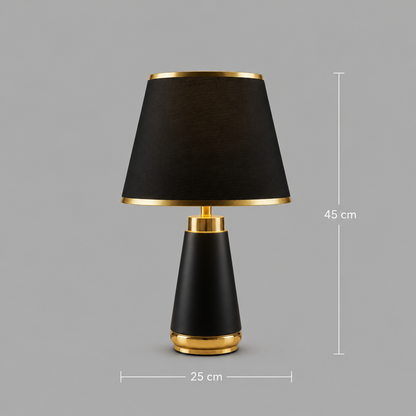 Veioza VZ210BK, 1x E27, fém és textil, fekete és arany