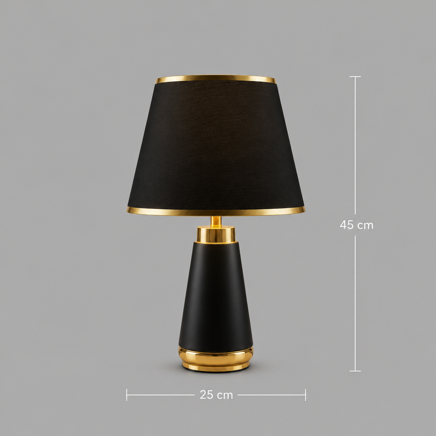 Veioza VZ210BK, 1x E27, fém és textil, fekete és arany